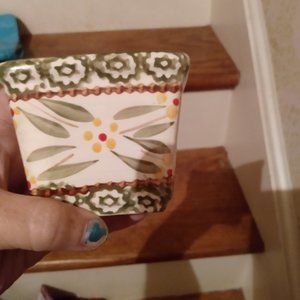 Temp-Tations Ovenware Green Hand painted design Old World collection